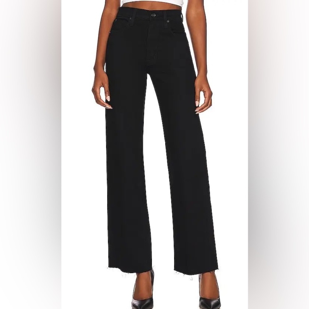 SLVRLAKE London frayed paneled high-rise straight-leg organic jeans